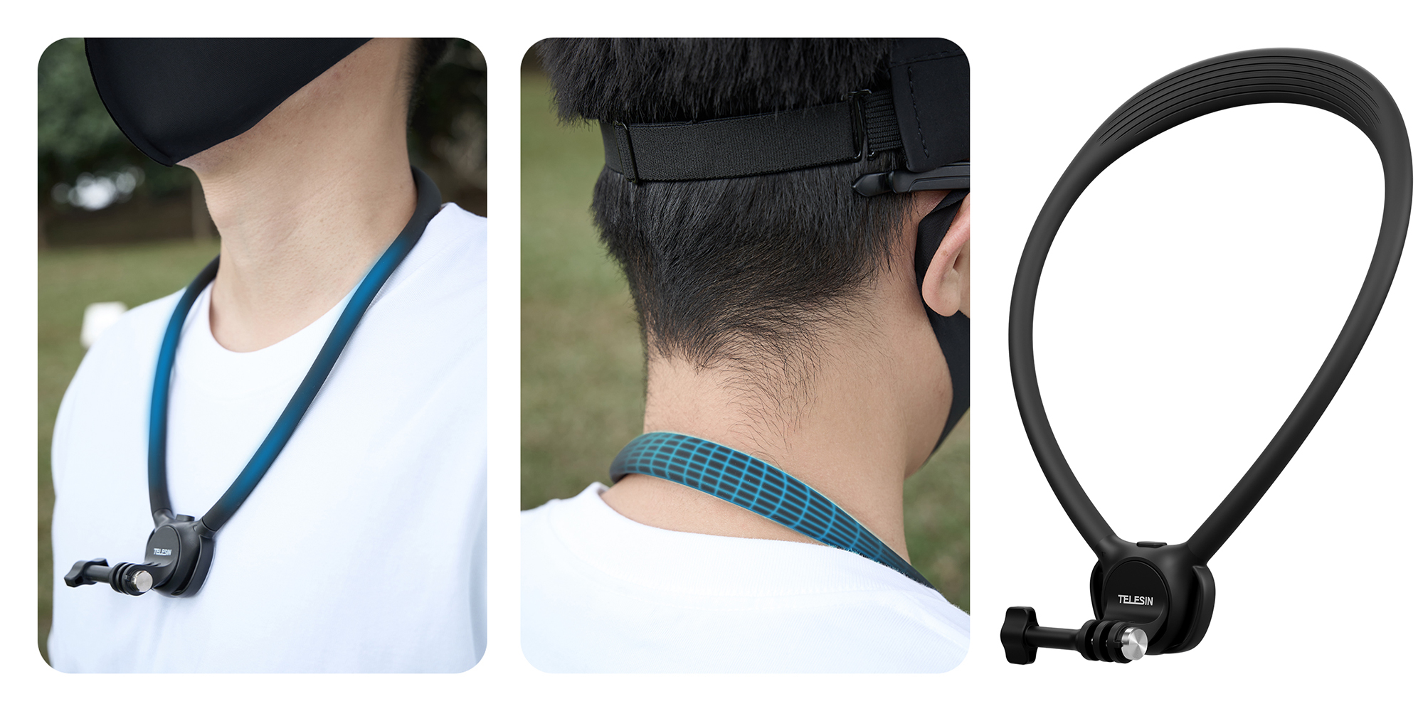 Opaska na szyję Telesin S2-HNB-09 do kamer sportowych - czarna